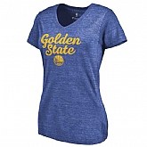 Women's Golden State Warriors Freehand Tri Blend V Neck T-Shirt Royal FengYun,baseball caps,new era cap wholesale,wholesale hats